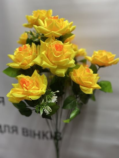 Букет Троянда 15 голів шовк