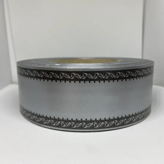 Стрічка Флористична 5 см Підпис Срібло Орнамент