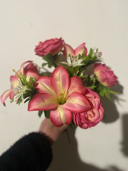 Штучні квіти Композиція Лілія Піон R00105001 10 Голів