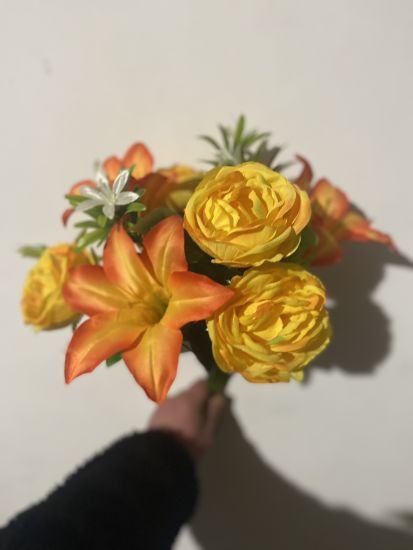 Штучні квіти Композиція Лілія Піон R00105001 10 Голів