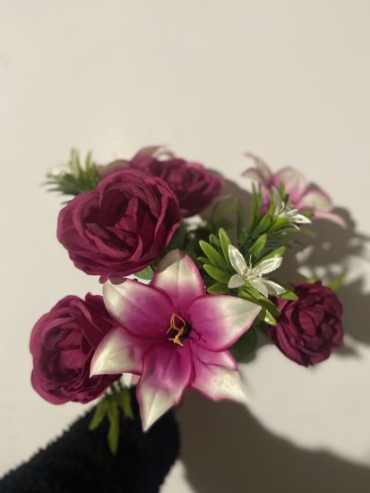 Штучні квіти Композиція Лілія Піон R00105001 10 Голів