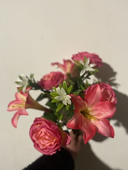 Штучні квіти Композиція Лілія Піон R00105001 10 Голів