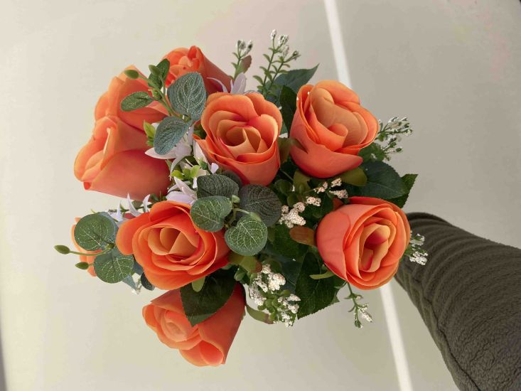 Штучні квіти Бутон Троянди з Евкаліптом ОА 00345311 12 голів