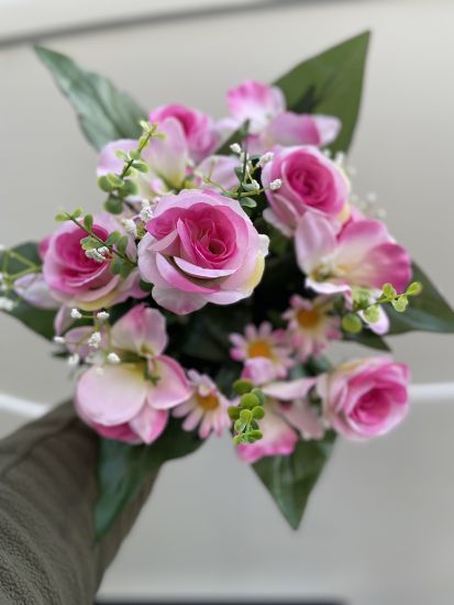 Штучні квіти Букет Троянда Орхідея Ромашка ОА00334123 18 ніжок