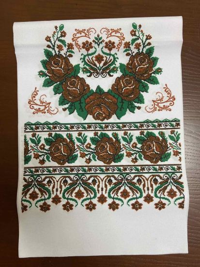 Ритуальні товари Рушник троянда з Люренксом орнамент 7 Матеріал Габардин 145-28 см