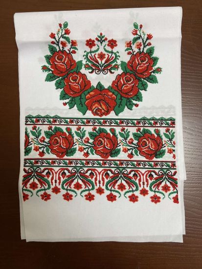 Ритуальні товари Рушник троянда з Люренксом орнамент 7 Матеріал Габардин 145-28 см