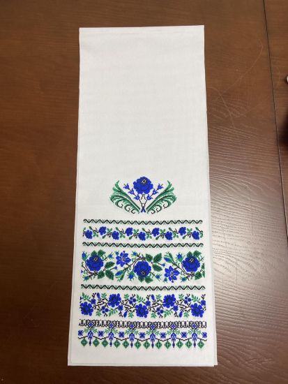 Ритуальні товари Рушник Троянда Габардин орнамент 2 Троянда мілка 125-14 см