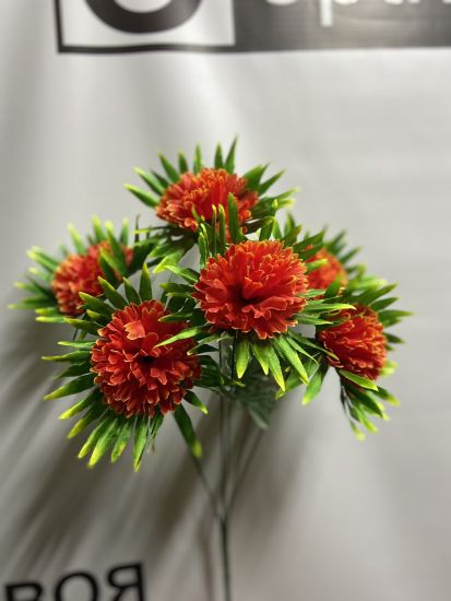 Могильні аксесуари Букет Гвоздика з листям VV000620420 6 голів