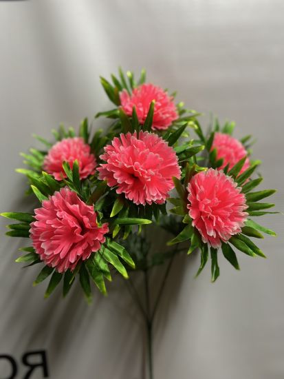 Могильні аксесуари Букет Гвоздика з листям VV000620420 6 голів