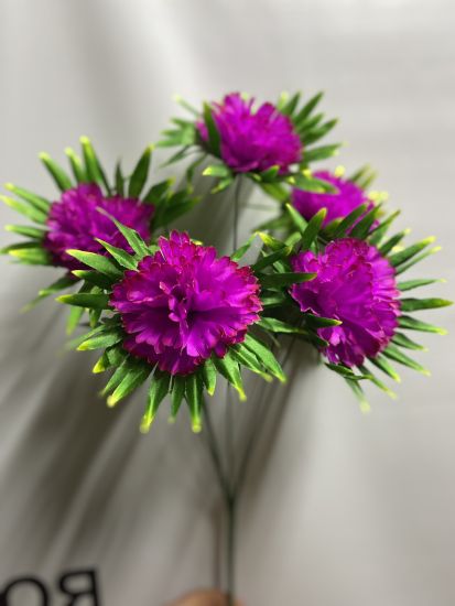 Могильні аксесуари Букет Гвоздика з листям VV000620420 6 голів