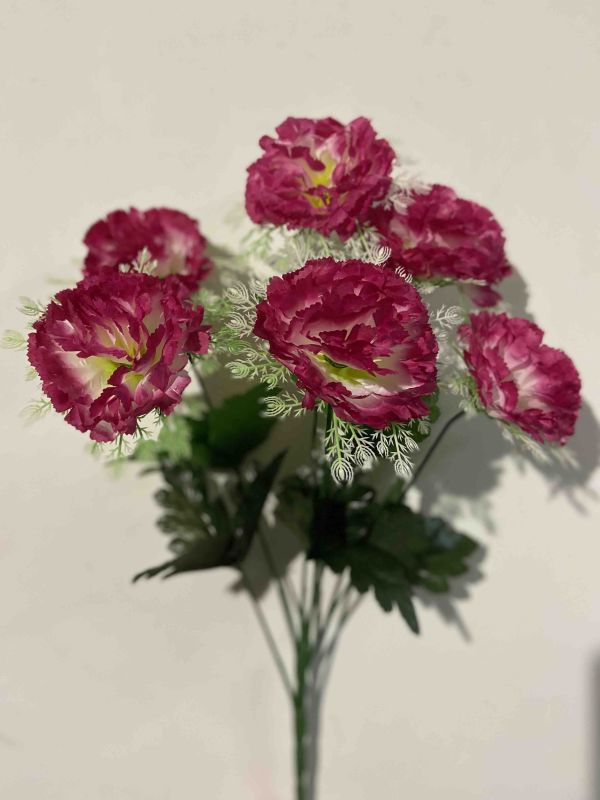 Штучні квіти Букет Гвоздика з Пластиком  ОА 000851010 6 голів