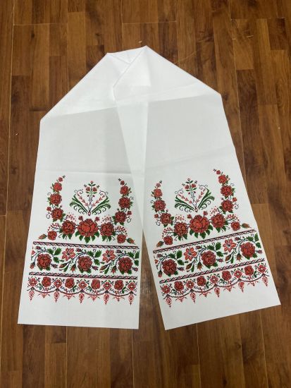Ритуальні товари Рушник Габардин 200*40 см Орнамент 6 Троянда вінок з Люрексом