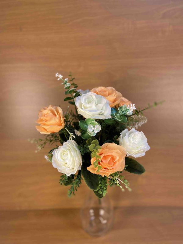 Штучні квіти Букет Троянда з евкаліптом 12 гол. ОА00160105(2)